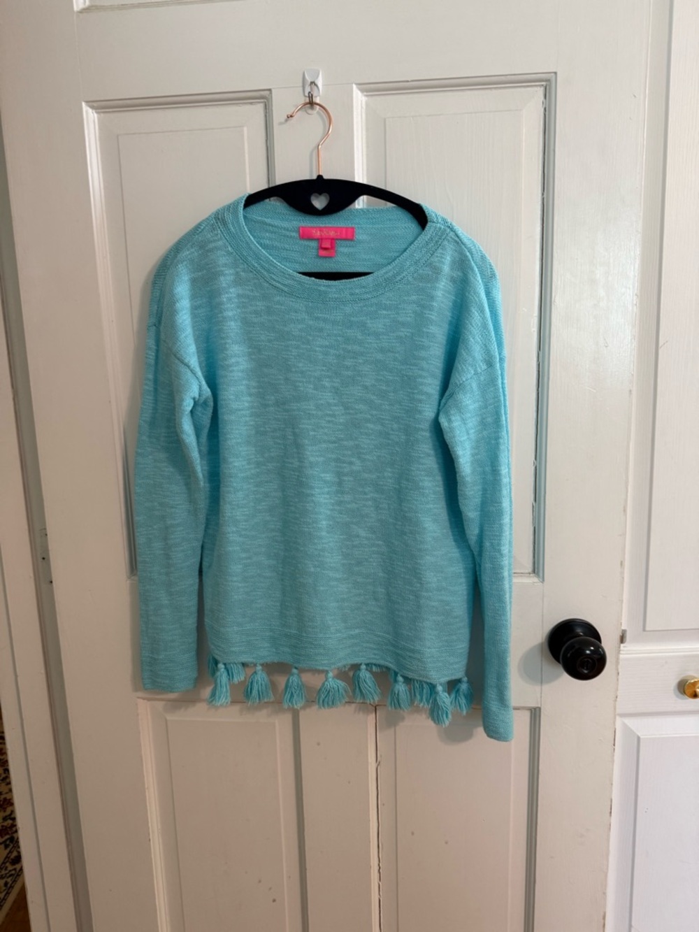 Lilly Pulitzer Aqua Blue Sweater XS Lightweight Knit Preppy Spring Coastal Pullo